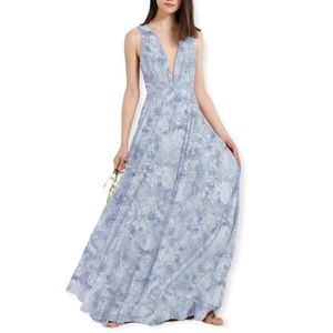 Jenny Yoo Ryan Print Gown Watercolor Whisper size 8 NEW Bridesmaid Wedding Dress